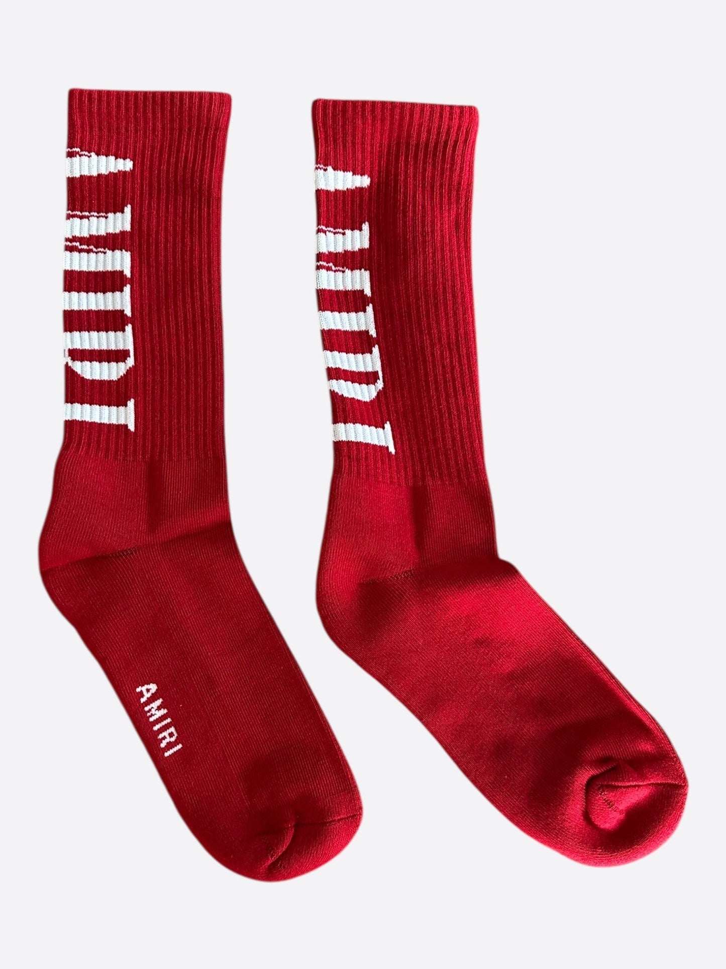 Amiri Red & White Core Logo Socks