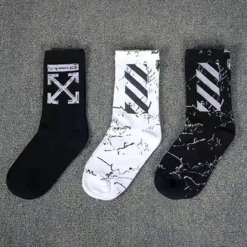 2 Pairs Mens Womens Off Arrow Crew Socks White XX Comfort Breathable Causal Sock
